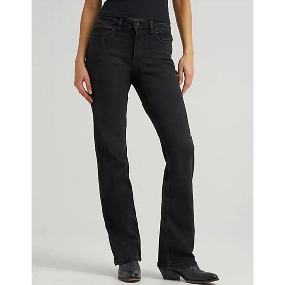 NEW Wrangler Women's Size 4 High-Rise Black Bootcut Jeans Stretch Denim - Picture 1 of 11